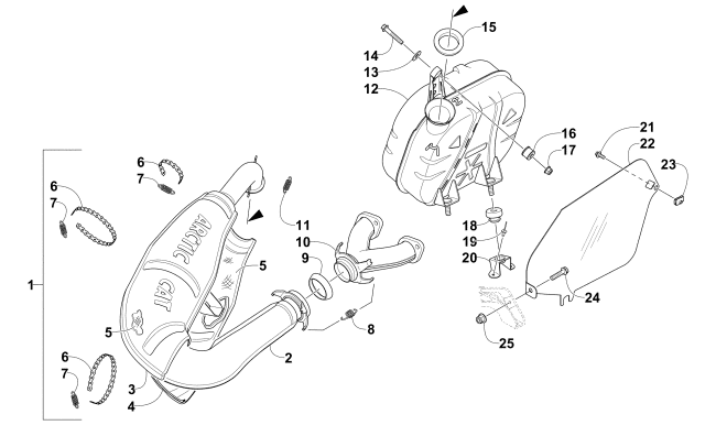 Parts Diagram for Arctic Cat 2016 LYNX 2000 LT SNOWMOBILE EXHAUST ASSEMBLY