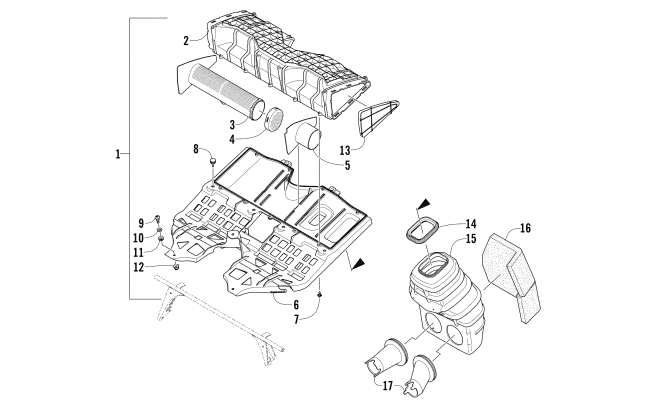 Parts Diagram for Arctic Cat 2014 BEARCAT 570 SNOWMOBILE AIR SILENCER ASSEMBLY