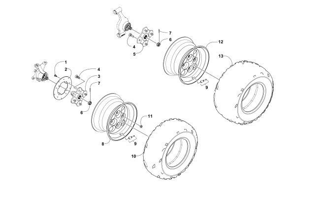 Parts Diagram for Arctic Cat 2013 500 ATV WHEEL AND TIRE ASSEMBLY