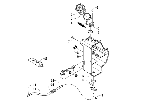 Parts Diagram for Arctic Cat 2012 XF 800 SNO PRO ANNIVERSARY SNOWMOBILE OIL TANK ASSEMBLY