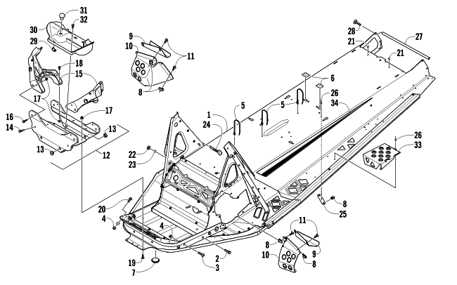 Parts Diagram for Arctic Cat 2012 BEARCAT 570 SNOWMOBILE CHASSIS ASSEMBLY