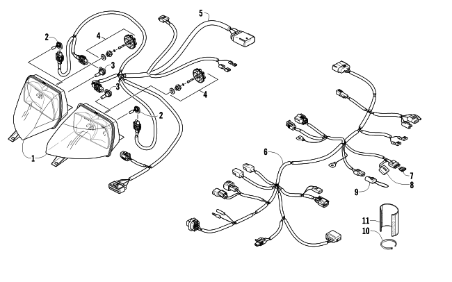 Parts Diagram for Arctic Cat 2017 BEARCAT 2000 LT SNOWMOBILE HEADLIGHT AND WIRING ASSEMBLIES