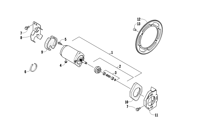 Parts Diagram for Arctic Cat 2012 BEARCAT 570 XT SNOWMOBILE ELECTRIC START - STARTER MOTOR ASSEMBLY