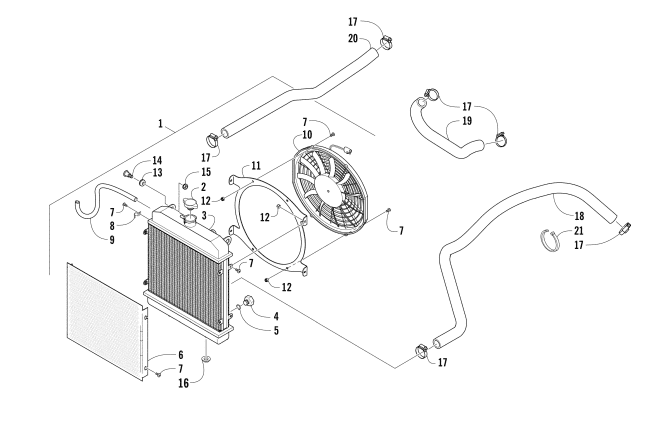 Parts Diagram for Arctic Cat 2014 700 MUD PRO LTD ATV COOLING ASSEMBLY