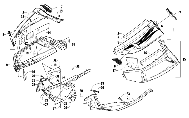 Parts Diagram for Arctic Cat 2012 TZ1 SNOWMOBILE SKID PLATE AND SIDE PANEL ASSEMBLY