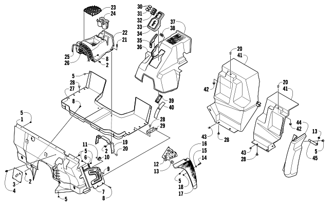 Parts Diagram for Arctic Cat 2012 PROWLER 1000 XTZ ATV CONSOLE AND FLOOR PANEL ASSEMBLY