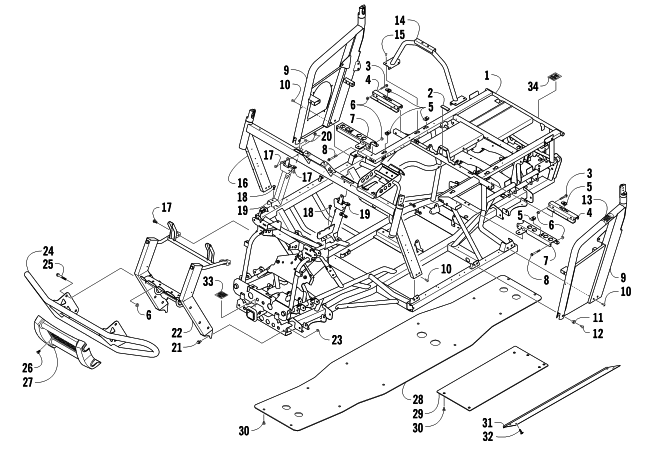 Parts Diagram for Arctic Cat 2012 PROWLER 1000 XTZ ATV FRAME AND RELATED PARTS