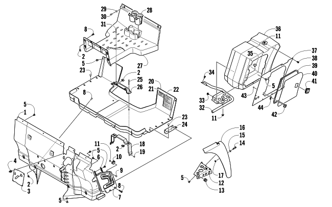 Parts Diagram for Arctic Cat 2013 PROWLER 700 HDX KE ATV CONSOLE, FLOOR PANEL & STORAGE BOX ASSEMBLY