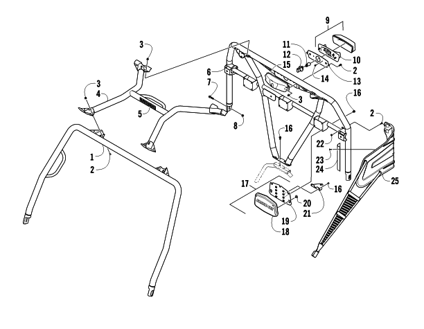 Parts Diagram for Arctic Cat 2012 PROWLER 700 HDX ATV ROPS AND TAILLIGHT ASSEMBLY