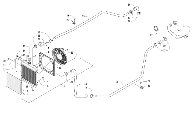 Parts Diagram for Arctic Cat 2014 PROWLER 700 HDX KE ATV COOLING ASSEMBLY