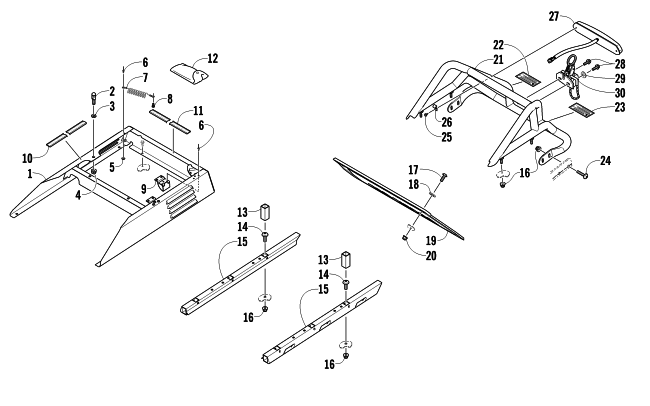 Parts Diagram for Arctic Cat 2012 BEARCAT Z1 XT GS SNOWMOBILE REAR BUMPER, RACK RAIL, SNOWFLAP, AND TAILLIGHT ASSEMBLY