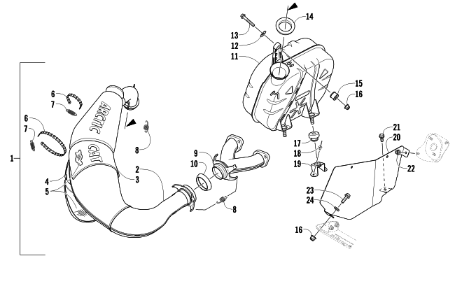 Parts Diagram for Arctic Cat 2015 BEARCAT 2000 XT SNOWMOBILE EXHAUST ASSEMBLY