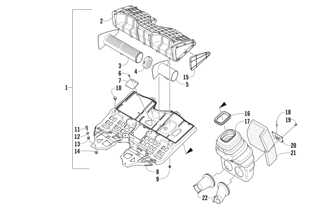 Parts Diagram for Arctic Cat 2013 BEARCAT 570 XT SNOWMOBILE AIR SILENCER ASSEMBLY