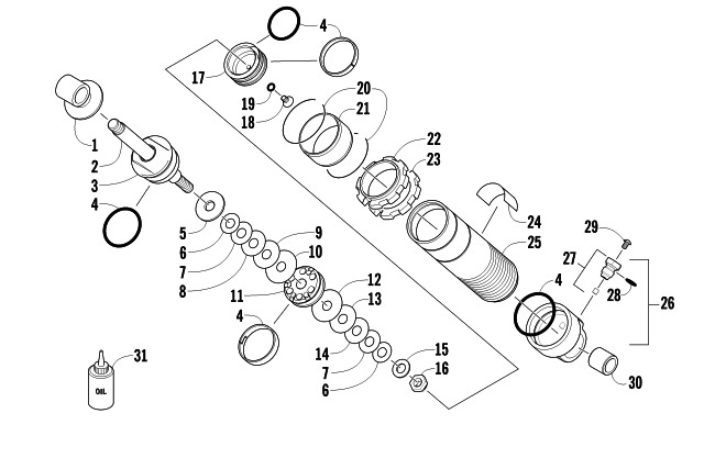 Parts Diagram for Arctic Cat 2012 F 1100 TURBO SNO PRO ANNIVERSARY SNOWMOBILE REAR SUSPENSION FRONT ARM SHOCK ABSORBER