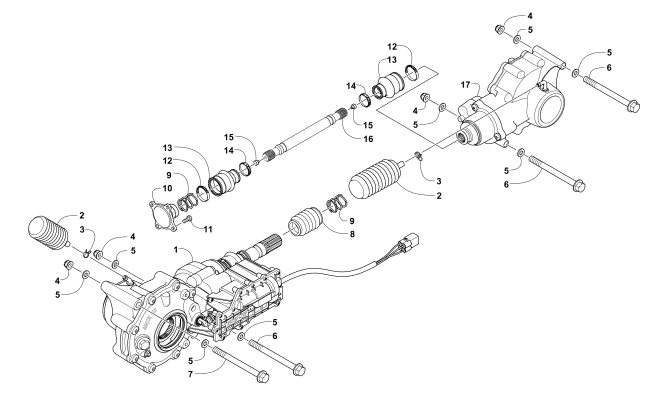 Parts Diagram for Arctic Cat 2014 700 MUD PRO LTD ATV DRIVE TRAIN ASSEMBLY
