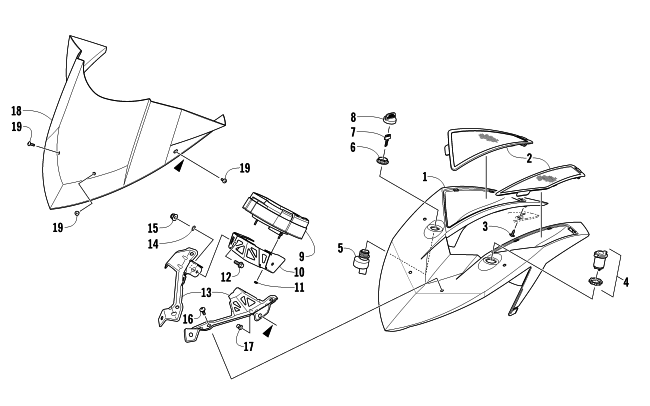 Parts Diagram for Arctic Cat 2012 F 1100 TURBO SNO PRO SNOWMOBILE WINDSHIELD AND INSTRUMENTS ASSEMBLIES