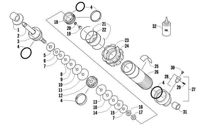 Parts Diagram for Arctic Cat 2012 F 1100 TURBO LXR SNOWMOBILE REAR SUSPENSION FRONT ARM SHOCK ABSORBER