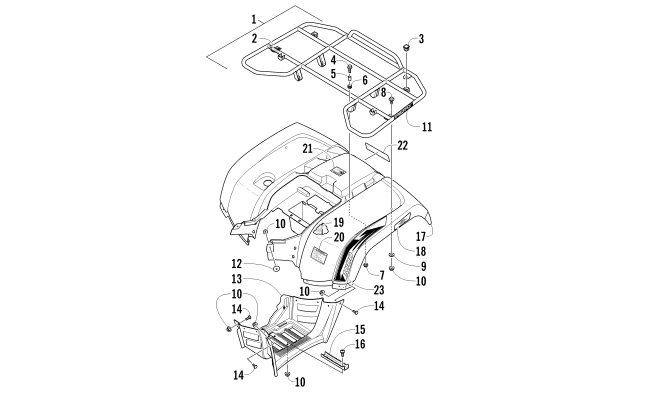 Parts Diagram for Arctic Cat 2012 1000 GT ATV REAR RACK, BODY PANEL, AND FOOTWELL ASSEMBLIES