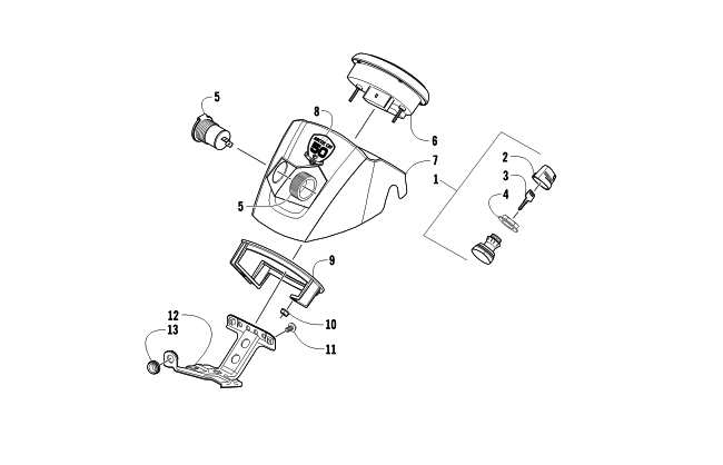Parts Diagram for Arctic Cat 2012 425 CR ATV INSTRUMENT POD ASSEMBLY
