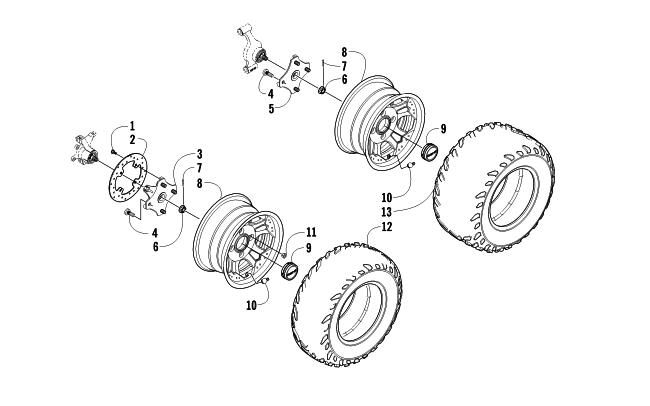 Parts Diagram for Arctic Cat 2012 425 CR SE ATV WHEEL AND TIRE ASSEMBLY