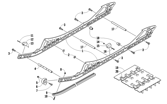 Parts Diagram for Arctic Cat 2012 M 800 SNO PRO 162 SNOWMOBILE SLIDE RAIL AND TRACK ASSEMBLY