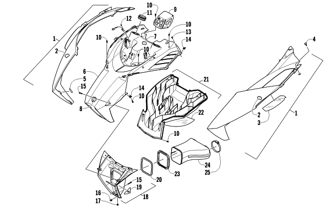 Parts Diagram for Arctic Cat 2012 M 800 HCR 153 SNOWMOBILE HOOD AND AIR INTAKE ASSEMBLY