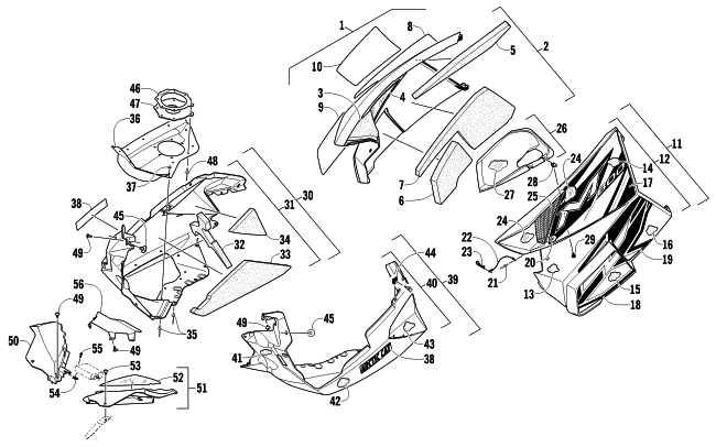 Parts Diagram for Arctic Cat 2012 M 800 SNO PRO 153 SNOWMOBILE SKID PLATE AND SIDE PANEL ASSEMBLY