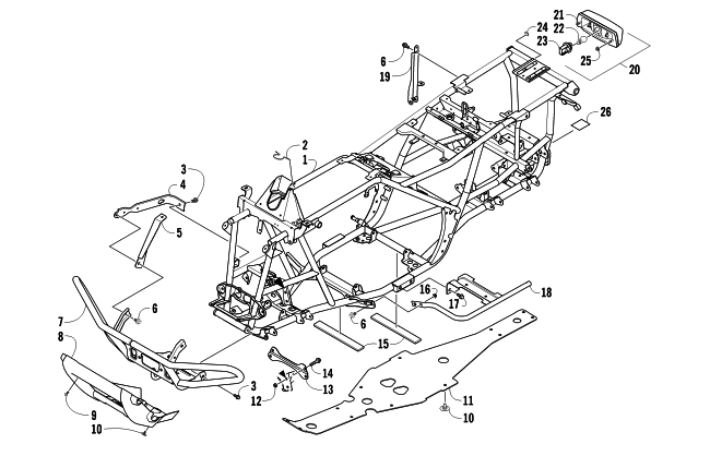Parts Diagram for Arctic Cat 2012 TBX 700 GT ATV FRAME, TAILLIGHT, AND RELATED PARTS