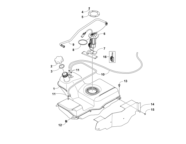 Parts Diagram for Arctic Cat 2014 TBX 700 ATV GAS TANK ASSEMBLY