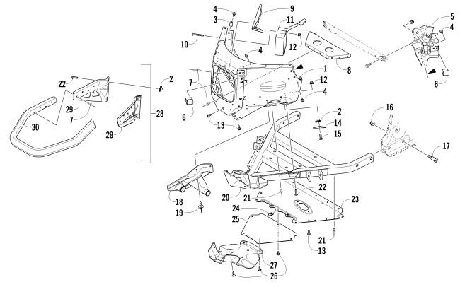 Parts Diagram for Arctic Cat 2012 M 800 HCR 153 SNOWMOBILE FRONT BUMPER AND FRAME ASSEMBLY