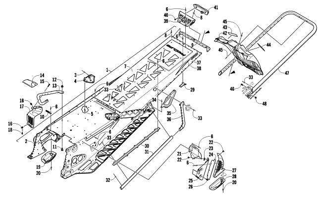 Parts Diagram for Arctic Cat 2012 M 800 153 SNOWMOBILE TUNNEL, REAR BUMPER, AND SNOWFLAP ASSEMBLY