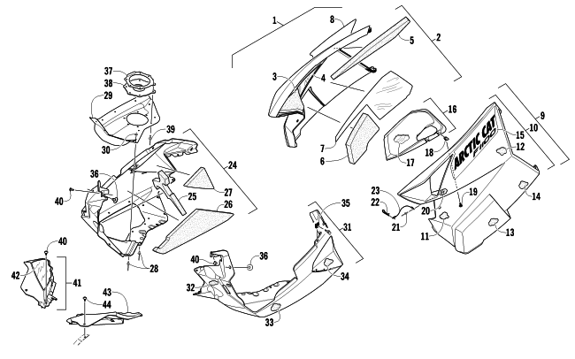 Parts Diagram for Arctic Cat 2012 F 1100 SNO PRO LTD SNOWMOBILE SKID PLATE AND SIDE PANEL ASSEMBLY