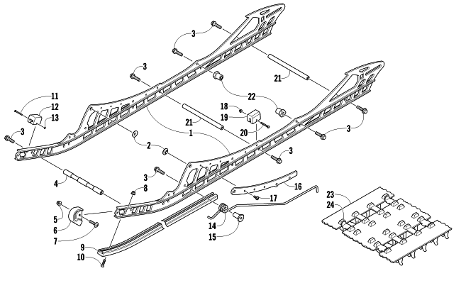 Parts Diagram for Arctic Cat 2012 M 1100 TURBO SNO PRO HCR SNOWMOBILE SLIDE RAIL AND TRACK ASSEMBLY