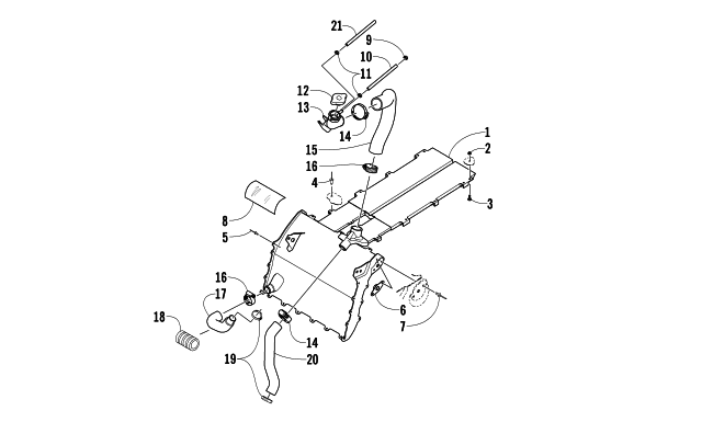Parts Diagram for Arctic Cat 2012 M 800 HCR 153 SNOWMOBILE COOLING ASSEMBLY