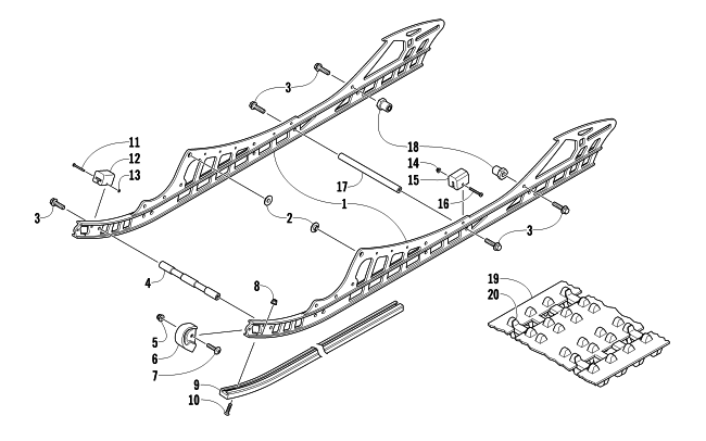Parts Diagram for Arctic Cat 2012 XF 1100 TURBO LXR SNOWMOBILE SLIDE RAIL AND TRACK ASSEMBLY