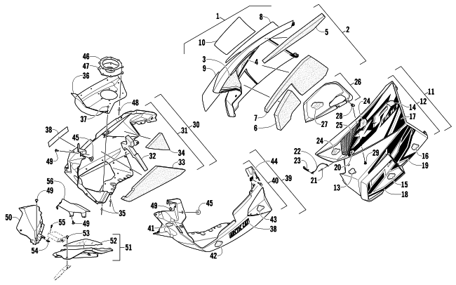 Parts Diagram for Arctic Cat 2012 XF 800 SNO PRO SNOWMOBILE SKID PLATE AND SIDE PANEL ASSEMBLY