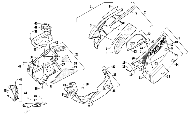 Parts Diagram for Arctic Cat 2012 XF 1100 SNO PRO LTD SNOWMOBILE SKID PLATE AND SIDE PANEL ASSEMBLY