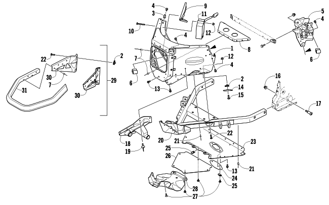 Parts Diagram for Arctic Cat 2012 M 1100 SNO PRO LTD 153 SNOWMOBILE FRONT BUMPER AND FRAME ASSEMBLY
