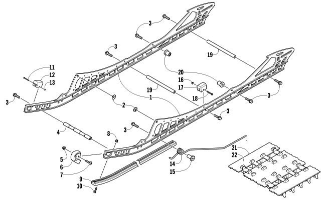 Parts Diagram for Arctic Cat 2012 M 1100 SNO PRO ANNIVERSARY 153 SNOWMOBILE SLIDE RAIL AND TRACK ASSEMBLY