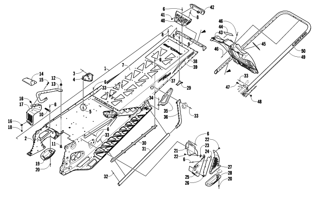 Parts Diagram for Arctic Cat 2012 M 800 SNO PRO LTD 153 SNOWMOBILE TUNNEL, REAR BUMPER, AND SNOWFLAP ASSEMBLY