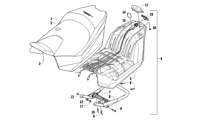 Parts Diagram for Arctic Cat 2012 F5 LXR SNOWMOBILE SEAT ASSEMBLY