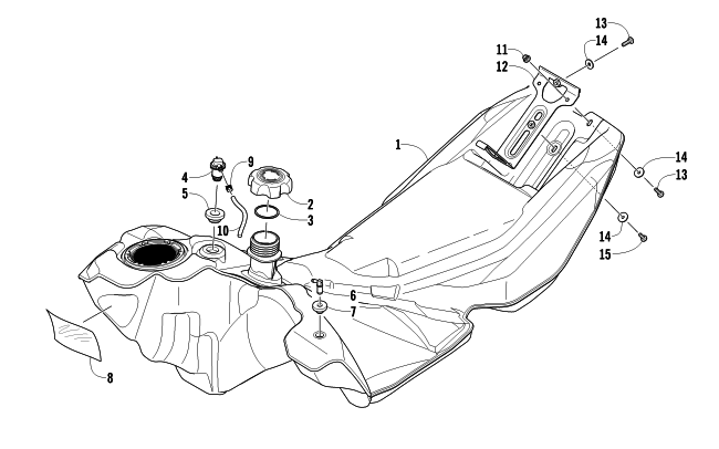 Parts Diagram for Arctic Cat 2012 F 1100 TURBO SNO PRO ANNIVERSARY SNOWMOBILE GAS TANK ASSEMBLY