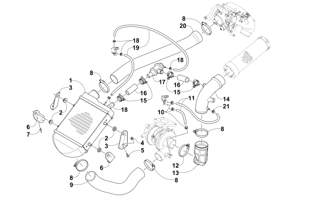 Parts Diagram for Arctic Cat 2016 XF 9000 HIGH COUNTRY LTD 141 SNOWMOBILE INTERCOOLER ASSEMBLY