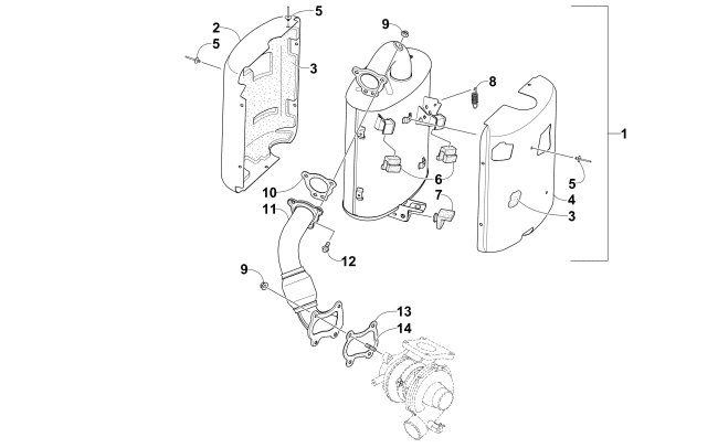 Parts Diagram for Arctic Cat 2012 XF 1100 TURBO SNO PRO ANNIVERSARY SNOWMOBILE EXHAUST ASSEMBLY