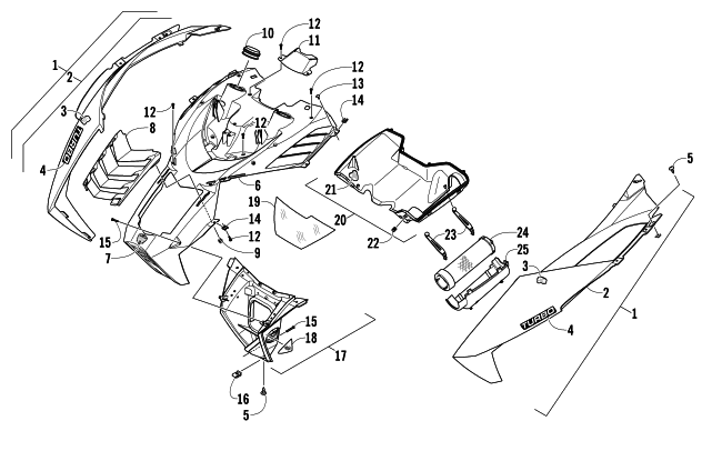 Parts Diagram for Arctic Cat 2012 XF 1100 TURBO SNO PRO SNOWMOBILE HOOD AND AIR INTAKE ASSEMBLY