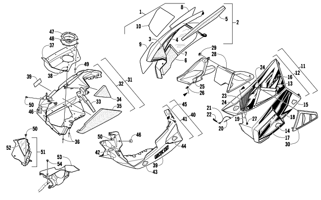 Parts Diagram for Arctic Cat 2012 XF 1100 TURBO SNO PRO SNOWMOBILE SKID PLATE AND SIDE PANEL ASSEMBLY