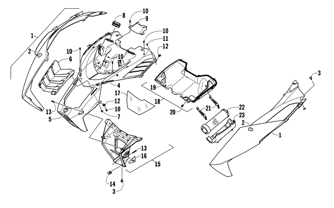 Parts Diagram for Arctic Cat 2012 F 1100 TURBO SNO PRO LTD SNOWMOBILE HOOD AND AIR INTAKE ASSEMBLY