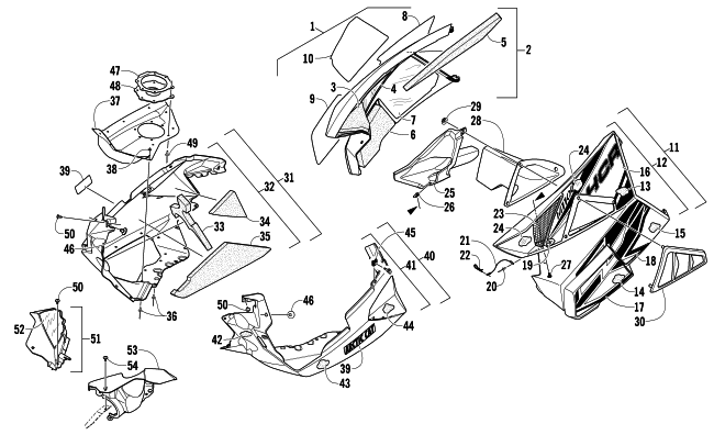 Parts Diagram for Arctic Cat 2012 M 1100 TURBO SNO PRO HCR SNOWMOBILE SKID PLATE AND SIDE PANEL ASSEMBLY