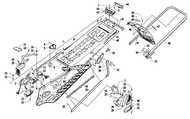 Parts Diagram for Arctic Cat 2012 M 1100 TURBO 153 SNOWMOBILE TUNNEL, REAR BUMPER, AND SNOWFLAP ASSEMBLY