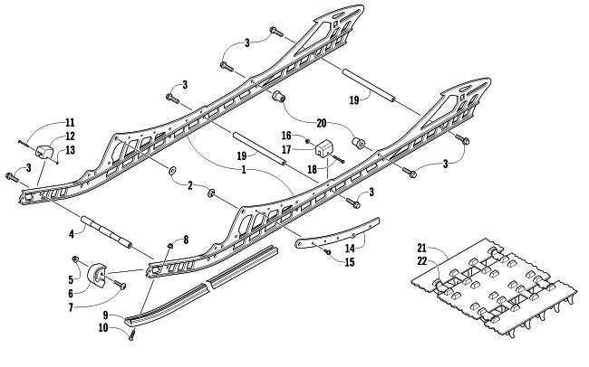 Parts Diagram for Arctic Cat 2013 M 1100 TURBO 153 SNOWMOBILE SLIDE RAIL AND TRACK ASSEMBLY